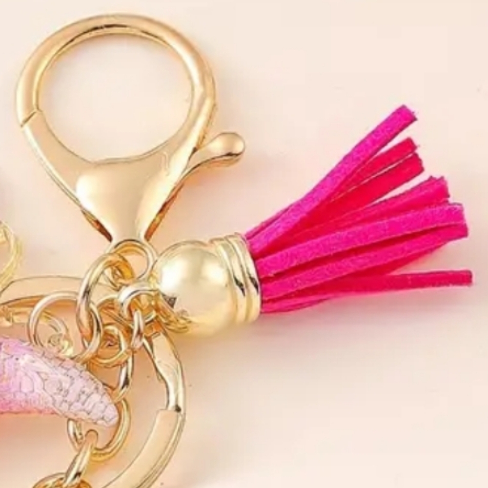 NEW! Resin Letter "L" Initial Keychain Purse Charm w/ Ombre Butterfly & Tassel - Picture 4 of 5